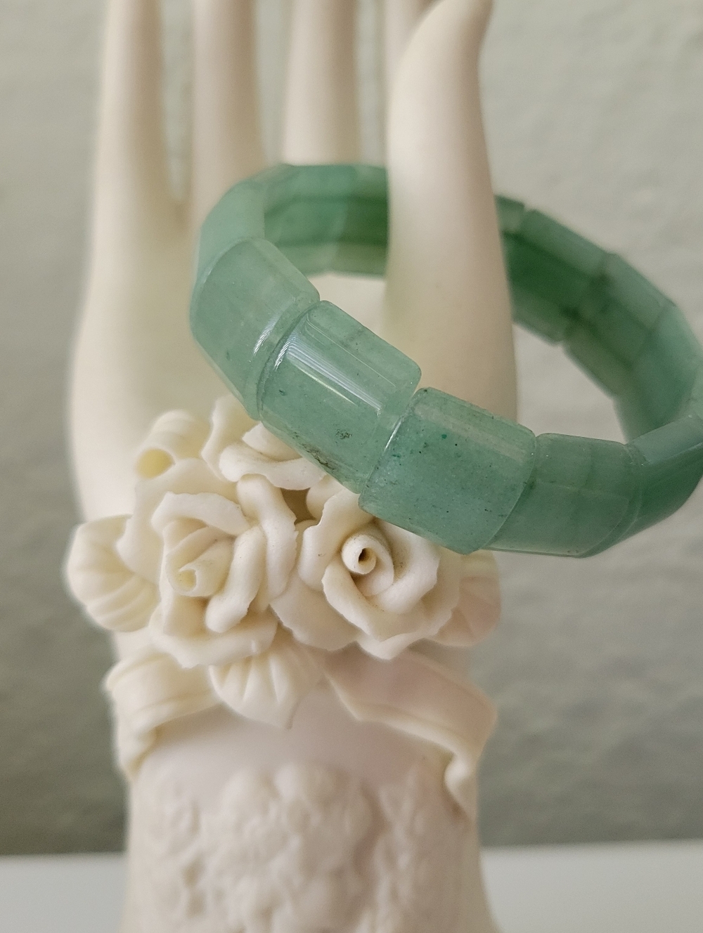 Natural Jadeite Stretchy Bracelet Bangle Carved Beads for Men Women